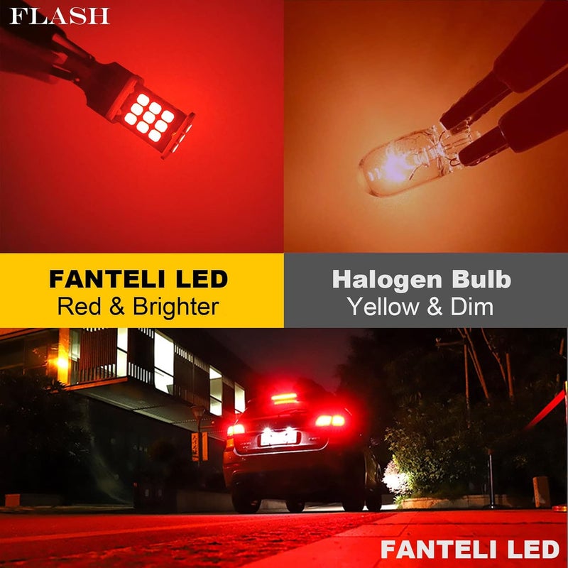 FANTELI 3157 LED Bulb Flashing Brake Lights, 300% Brighter 3156 3047 3057 3457 4157 4057 Plug and Play Strobe Blinking LED Stop Tail Lights, Brilliant Red - Image 3